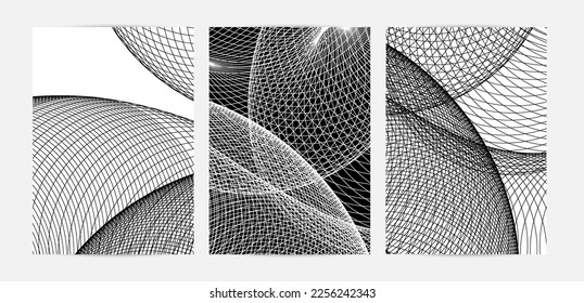 Abstract modern black and white blend texture. Wavy linear 3D pattern. Simple futuristic background striped overlay design. Swirly motion poster art. Geometric architectural drawing.