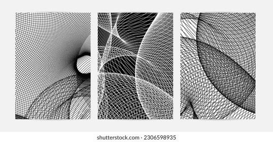 Abstract modern black and white blend texture. Wavy linear 3D pattern. Simple futuristic background striped overlay design. Swirly motion poster art. Geometric architectural drawing.