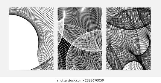Resumen de la textura moderna de mezcla en blanco y negro. Patrón 3D lineal ondulado. Sencillo diseño superpuesto de rayas de fondo futurista. Dibujo arquitectónico geométrico.