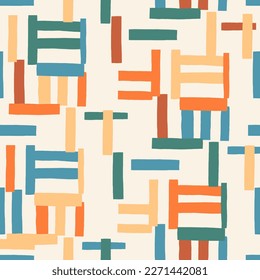 Abstract modern block patchwork seamless pattern. 