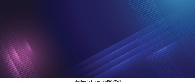 Resumen del fondo azul moderno con elementos brillantes, líneas paralelas y formas geométricas en la ilustración vectorial. 
