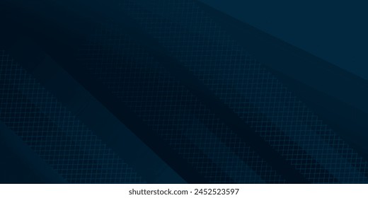 Abstract modern blue background with bright elements, parallel lines and geometric shape in vector illustration.