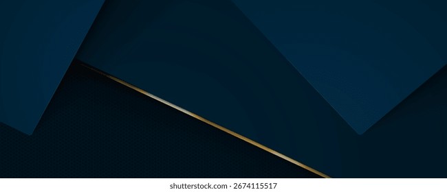 Abstract modern blue background vector illustration with gold light technology design