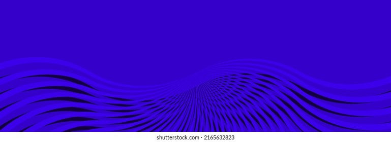Abstract modern blue background with wave neon lines. Luxury long backdrop. Geometric art digital screen. Poster, banner. Innovation technology wallpaper. Presentation card. Copy space. Cover design. 