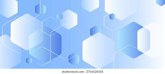 Abstract modern blue banner background design with health icons and symbols. Template design with concept and idea for healthcare technology, innovation medicine, health, science and research.