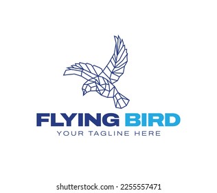 Abstract Modern Blue Bird Frame Logo Design Template