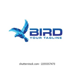 Abstract Modern Blue Bird Logo Design Template