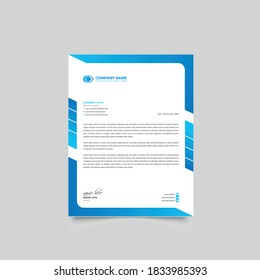 Abstract Modern Blue Color Creative Professional Corporate Business style Letter Head Template Vector illustration Design.