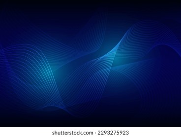 Abstrakter, moderner, blauer, dynamischer Wellendarstellung-Technologie-Hintergrund. Vektorgrafik.