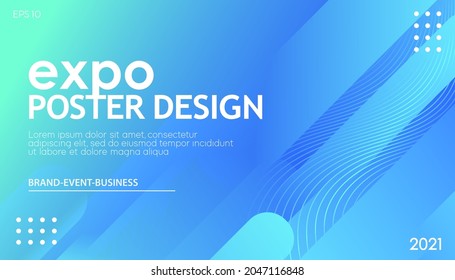 Abstract modern blue expo poster design template for business  presentation and promotion concept. Vector