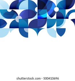 Abstract modern blue geometric background, template on white space on below for corporate brochure design, business, leaflet, cover, page, flyer, poster layout. vector illustration