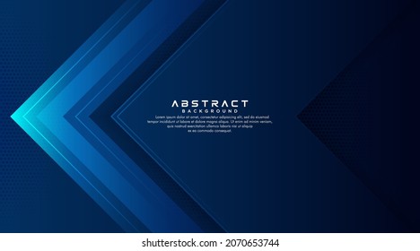 Abstract modern blue gradient arrow shape background. Trendy simple geometric triangle shape graphic elements with space for your text. Futuristic technology template vector design