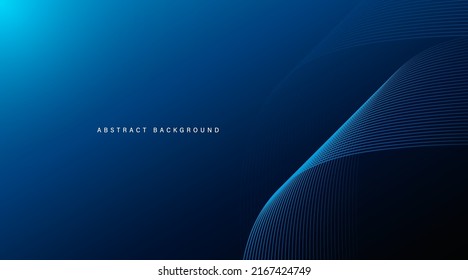 Abstract modern blue gradient background with glowing wavy lines. Futuristic technology concept. Dynamic waves elements. Shiny blue wave lines. Suit for poster, banner, flyer, brochure, website