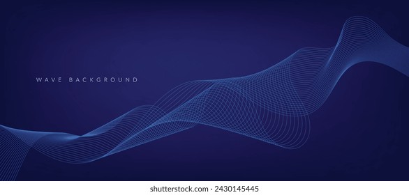 Abstract modern blue gradient banner with wavy lines