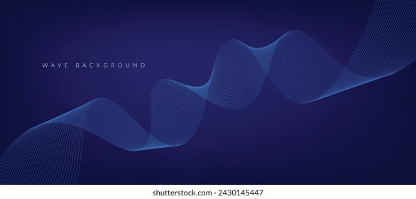 Abstract modern blue gradient banner with wavy lines