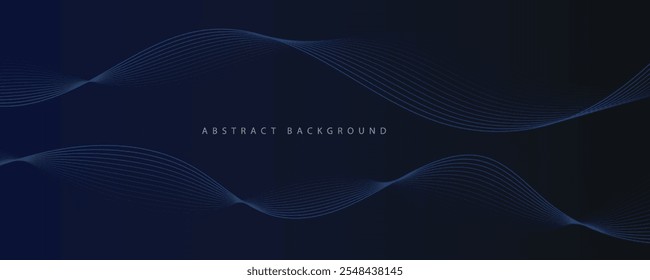 Abstract modern blue gradient banner with wavy lines