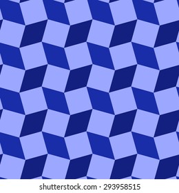 Abstract modern blue gradient rhombus and square shapes seamless pattern