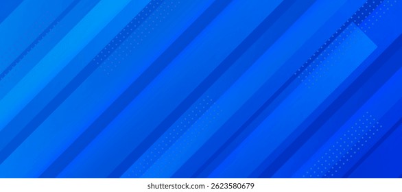 Abstract modern blue gradient wide background. Blue banner background with modern dynamic stripes and lines pattern.Suit for cover, poster, banner, brochure, header, website