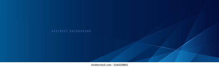 Abstract modern blue horizontal banner background with geometric diagonal overlay layer and glowing lines. Suit for banner, poster, cover, header, flyer, brochure, website, presentation.