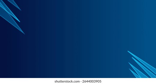 Abstract modern blue horizontal banner background with geometric diagonal overlay layer and glowing lines. Suit for banner, poster, cover, header, flyer, brochure, website, presentation.