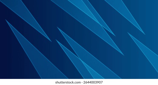 Abstract modern blue horizontal banner background with geometric diagonal overlay layer and glowing lines. Suit for banner, poster, cover, header, flyer, brochure, website, presentation.