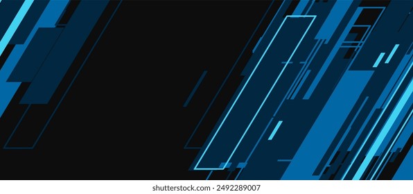 abstract modern blue lines geometric on black background