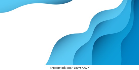 Abstract modern blue ocean wave vector background and blank space