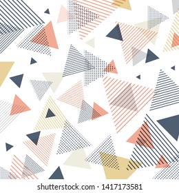 Abstract modern blue, orange, yellow triangles pattern with lines diagonally on white background. Vector illustration