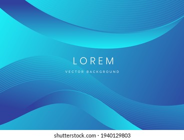 Abstract modern blue overlapping gradient waves background with copy space for text. Minimal concept. Vector illustration
