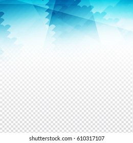 Abstract modern blue polygonal design on transparent background