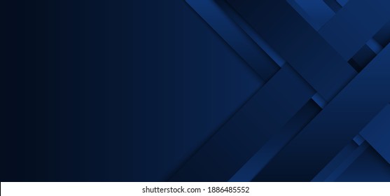 Resumen de rayas azules modernas o capa rectangular superpuesta con sombra sobre fondo azul oscuro. Ilustración del vector
