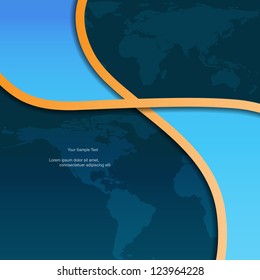 Abstract modern blue vector background with world