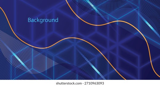 Abstractas fondo de Vector azul moderno de la onda Fondo premium azul oscuro con las ondas brillantes de la línea del oro, convenientes para los Anuncios, los Fondos de pantalla, los folletos y los carteles. Ilustración vectorial