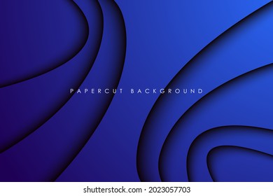 Abstract modern blue wavy papercut background dimension layers.eps10  vector