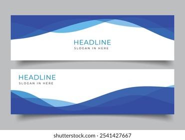 Abstract modern blue wavy web banner horizontal design decoration.promotion or presentation business template design background