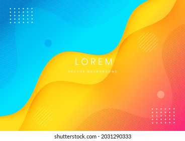 Abstract modern blue and yellow gradient fluid shape background with copy space for text. You can use for ad, poster, template, business presentation. Vector illustration