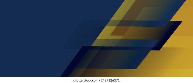 Abstractas fondo deportivo amplio azul y amarillo moderno con Formas geométricas. Anuncio deportivo abstracto azul oscuro y amarillo. Ilustración vectorial