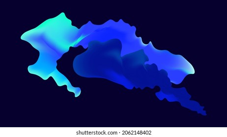 Abstract modern bluish black background with fluid luminous neon halftone blue waves. Innovation technology concept. Luxury Vector backdrop. Digital wallpaper. Swirling water ink design. Smoke effect.