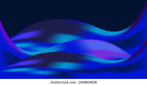 Abstract modern bluish black dark background with fluid luminous blue waves. Innovation technology concept. Luxury royal backdrop. Geometric modern digital wallpaper. Vector illustration. Copy space.