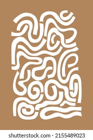 Abstract modern boho poster for in natural beige colors. Vector illustration of flat for home decor or wallpaper on the phone.