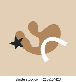 Abstract modern boho poster for in natural beige colors. Vector illustration of flat for home decor or wallpaper on the phone.