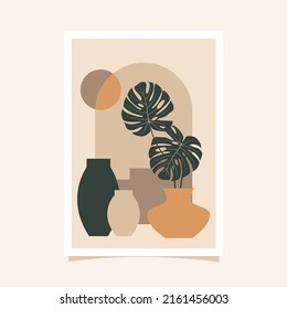  Resumen de afiches botánicos modernos vector ilustración plana Vector Premium