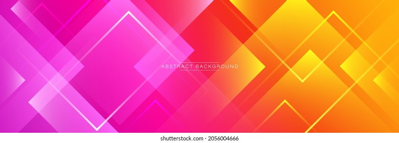 Abstract modern bright colorful gradient background with geometric shapes decoration. Trendy geometric square shape texture creative design. Suit for poster, cover, banner, flyer, brochure