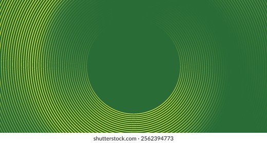 Abstract modern bright green gradient background with glowing neon circle lines element and halftone dots decoration. Trendy simple texture creative design. Suit for presentation, website