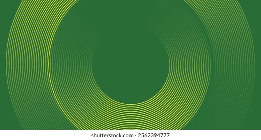 Abstract modern bright green gradient background with glowing neon circle lines element and halftone dots decoration. Trendy simple texture creative design. Suit for presentation, website