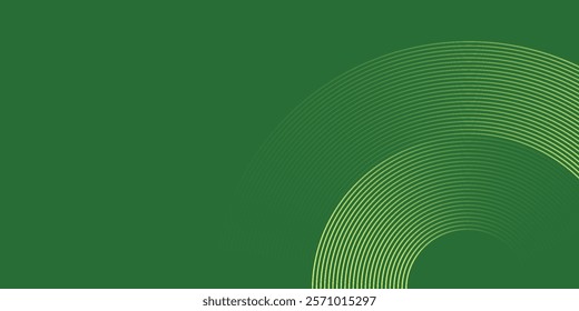 Abstract modern bright green gradient background with glowing neon circle lines element and halftone dots decoration. Trendy simple texture creative design. Suit for presentation, website