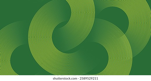 Abstract modern bright green gradient background with glowing neon circle lines element and halftone dots decoration. Trendy simple texture creative design. Suit for presentation, website