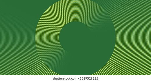 Abstract modern bright green gradient background with glowing neon circle lines element and halftone dots decoration. Trendy simple texture creative design. Suit for presentation, website