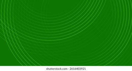 Abstract modern bright green gradient background with glowing neon circle lines element and halftone dots decoration. Trendy simple texture creative design. Suit for presentation, website