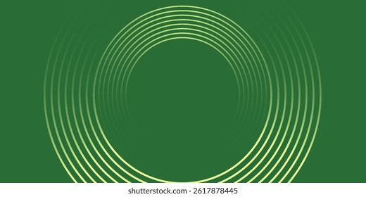 Abstract modern bright green gradient background with glowing neon circle lines element and halftone dots decoration. Trendy simple texture creative design. Suit for presentation, website